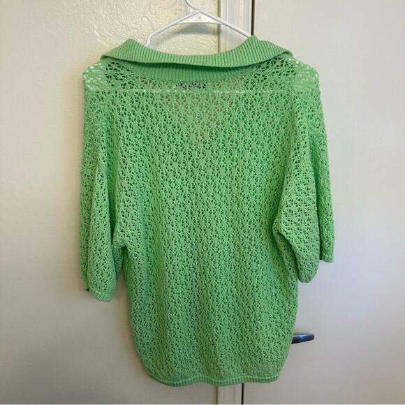 Zara Women’s Green Knit Collared Sweater Top Size L - Picture 8 of 8